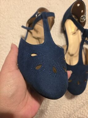 Modcloth Navy T-Strap Suede Flats